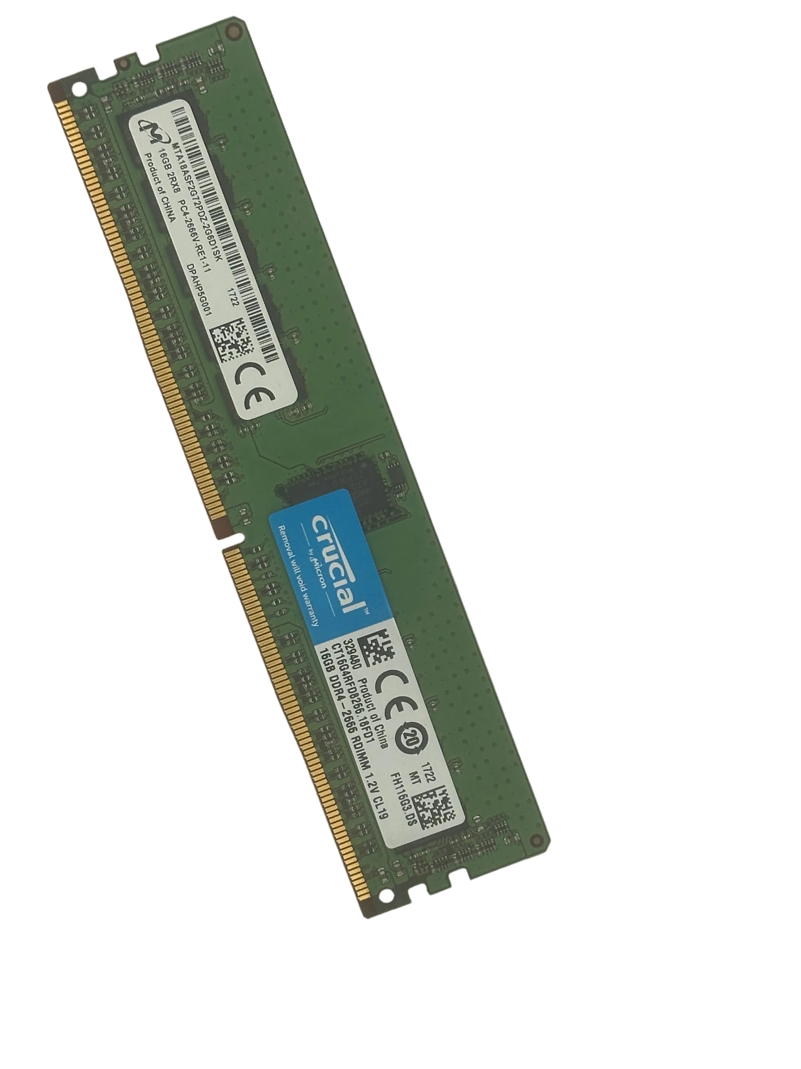 Crucial 16GB DDR4-2666 RDIMM 1.2V CL199 (CT16G4RFD8266.18FD1)