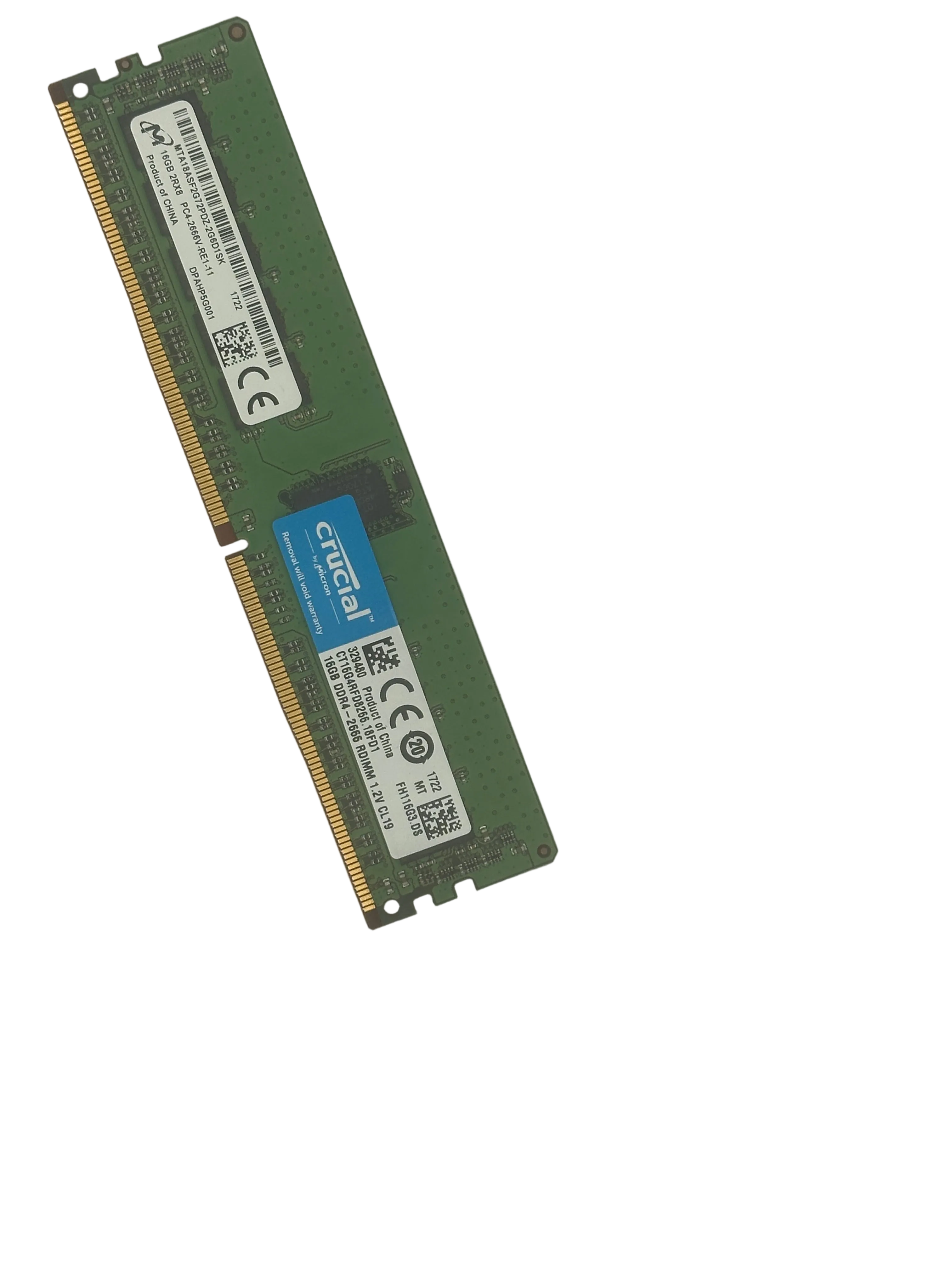 Crucial 16GB DDR4-2666 RDIMM 1.2V CL199 (CT16G4RFD8266.18FD1)