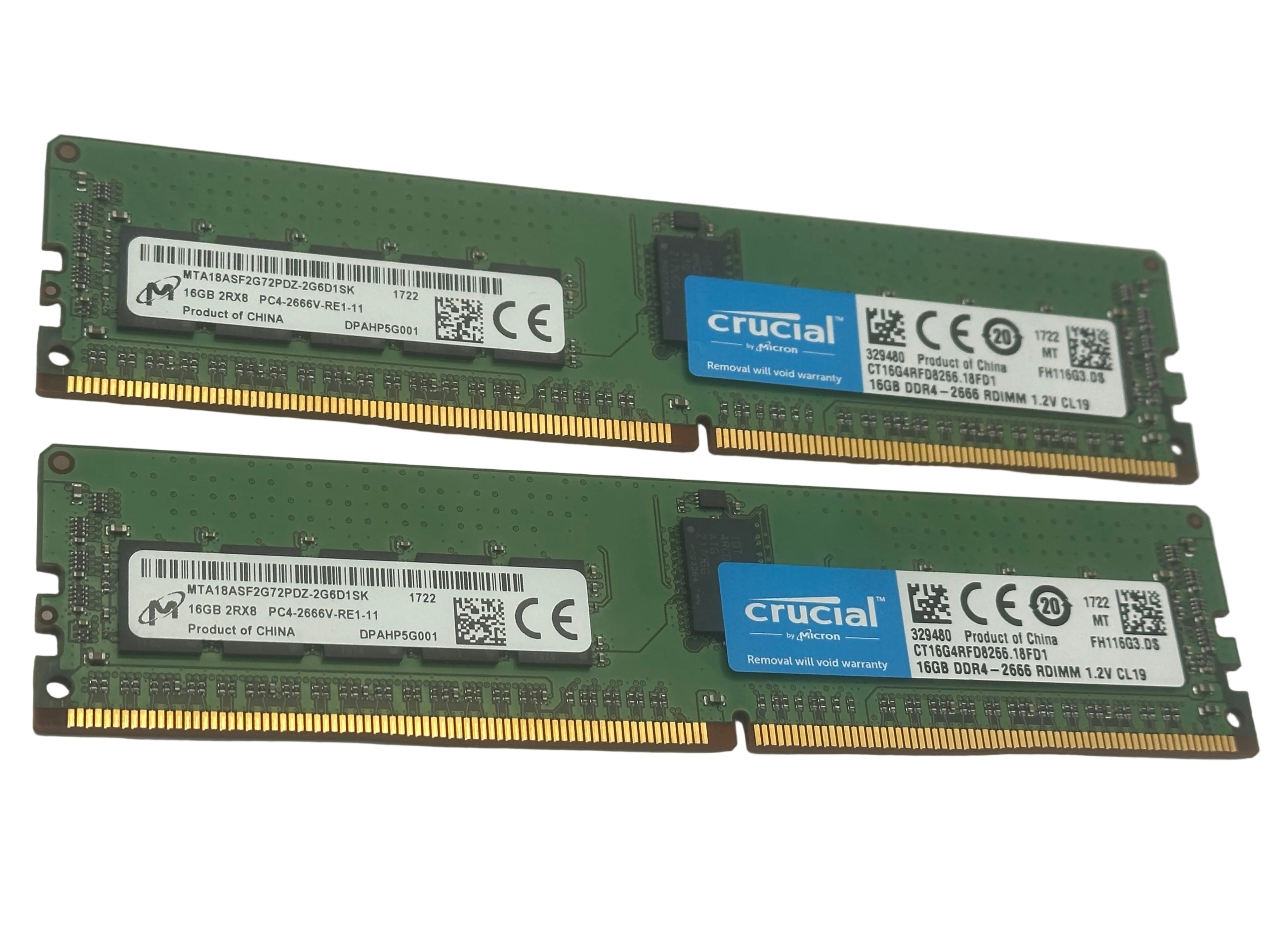 Crucial 16GB DDR4-2666 RDIMM 1.2V CL199 (CT16G4RFD8266.18FD1)